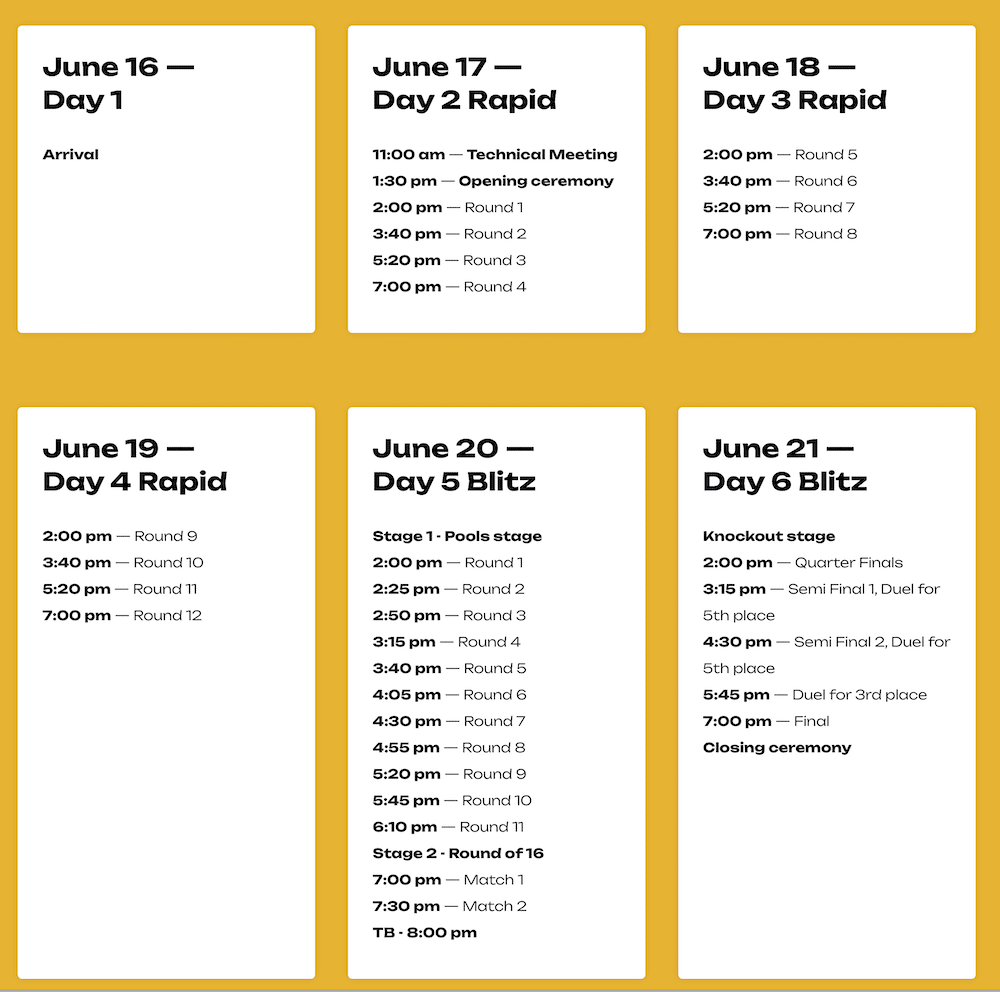 FIDE Chess Hong Kong 2026 schedule